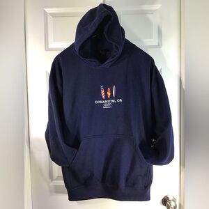 Navy Hoodie with Surfboard Graphic